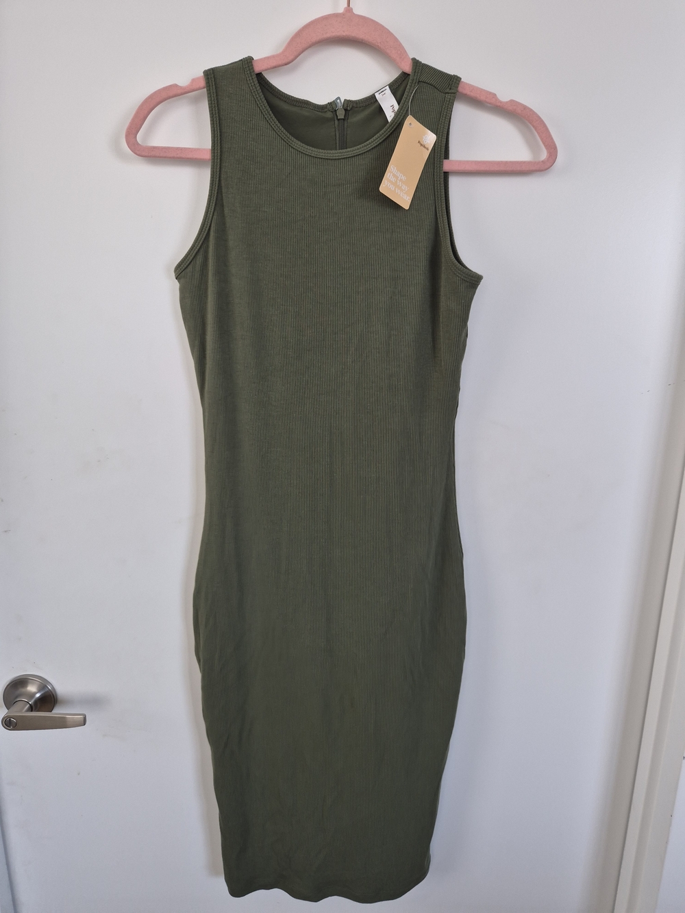 Sleeveless Olive Green Tank Midi Dress